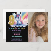 第9誕生日ユニコーン誕生日招待状写真 招待状 (正面/裏面)