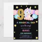 第9誕生日ユニコーン誕生日招待状 招待状 (正面/裏面)
