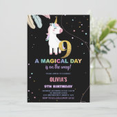 第9誕生日ユニコーン誕生日招待状 招待状 (スタンド正面)