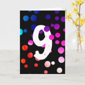 第9誕生日レインボードットオンブラック カード (黄色い花)