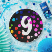 第9誕生日レインボードット ペーパープレート (パーティー)