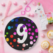 第9誕生日レインボードット ペーパープレート (パーティー)