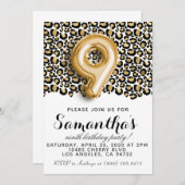 第9誕生日レオパードアニマルプリント招待状 招待状 (正面/裏面)