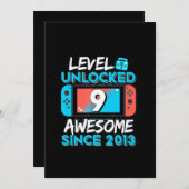 第9誕生日レベル9アンロックビデオゲーマー 招待状 (正面/裏面)