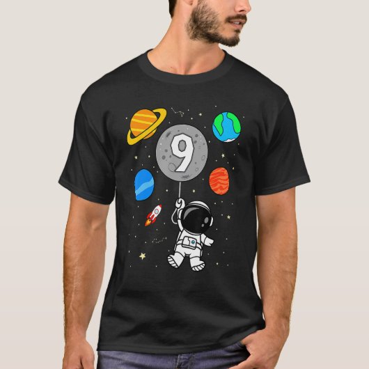 第9誕生日宇宙飛行士宇宙惑星気球 Tシャツ (正面)