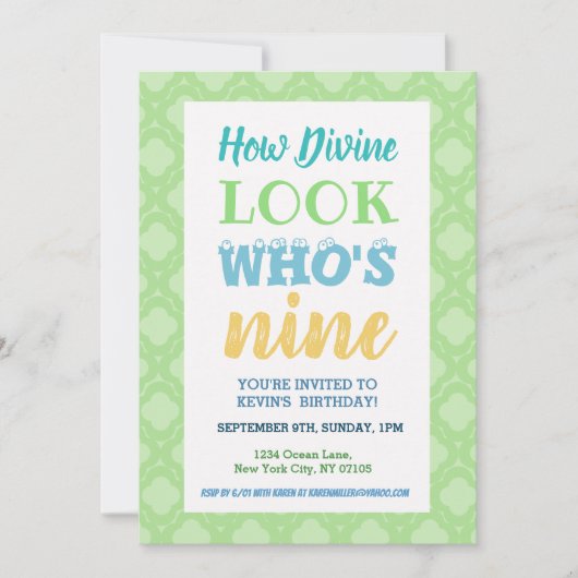 第9誕生日招待状ことわざ 招待状 (正面)