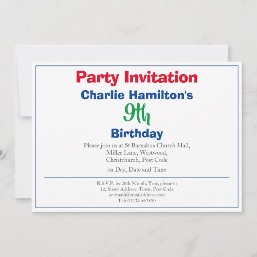 第9誕生日招待状(写真あり) (裏面)