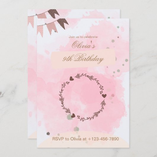 第9誕生日招待状 招待状 (正面/裏面)