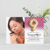 第9誕生日水玉模様ポートレート 招待状 (スタンド正面)