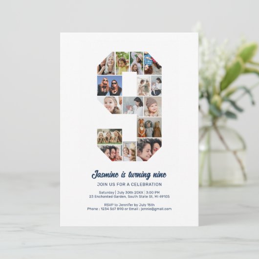 第9誕生日第9カスタム写真集 招待状 (スタンド正面)