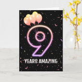 第9誕生日風船と紙吹雪 カード (黄色い花)
