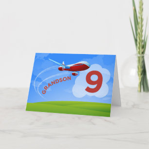 第9誕生日、孫、赤飛行機 カード