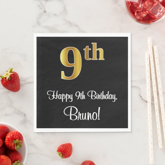 第9誕生日~豪華エレガントなフェイク金ゴールドルック# スタンダードランチョンナプキン (インサイチュ)