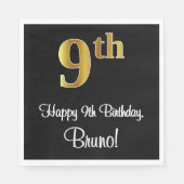 第9誕生日～豪華エレガントなフェイク金ゴールドルック# スタンダードランチョンナプキン (正面)