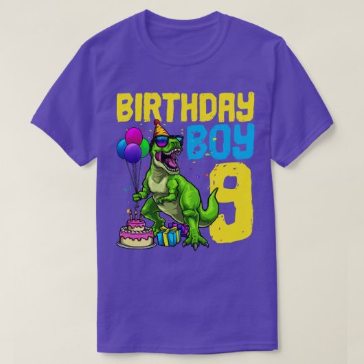 第9誕生日TRex恐竜誕生日ボーイ Tシャツ (デザイン正面)