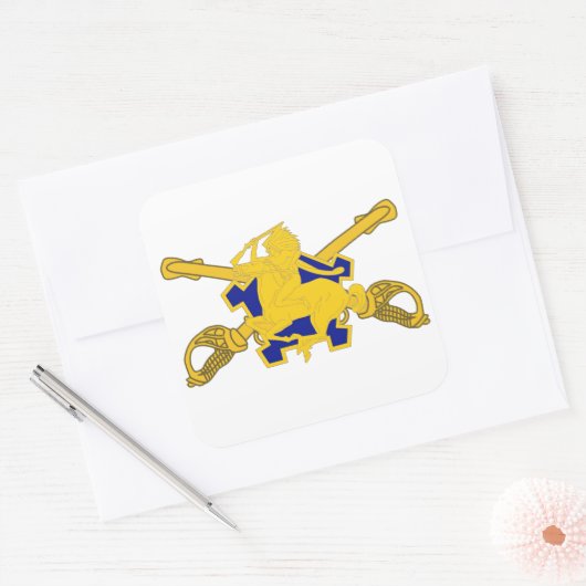 第9騎兵部隊DUI – 交差サーベルデザインシール スクエアシール (封筒)