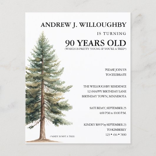 第90おもしろい期誕生日招待状 (正面)