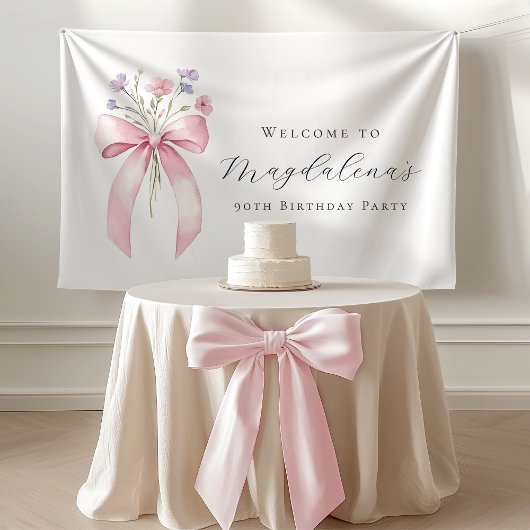 第90カスタム誕生日バナーボウワイルドフラワー 横断幕