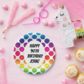 第90カラフルな円との誕生祝い ペーパープレート (パーティー)