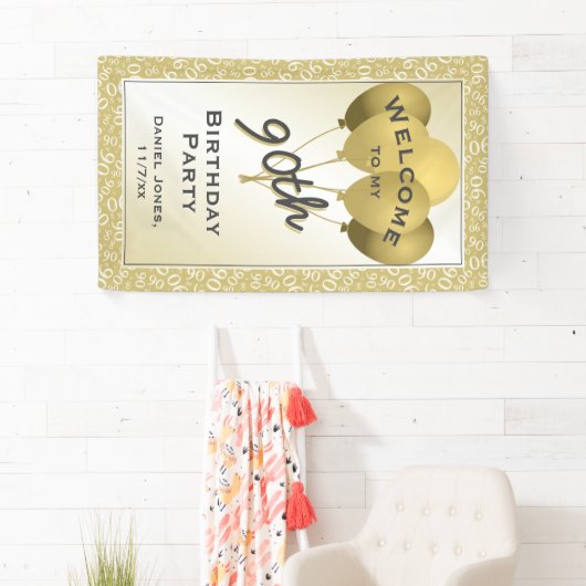 第90クールな数パターンを-金ゴールドか白歓迎して下さい 横断幕 (インサイチュ)