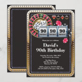 第90トランプのポーカーカ遊ジノ誕生日招待状 招待状 (正面/裏面)