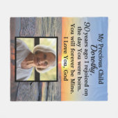 第90パーソナライズされた回美しい誕生日写真 フリースブランケット (正面(横))