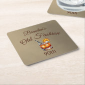 第90回カクテル男性オールドファッション誕生日 スクエアペーパーコースター (アングル)