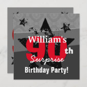 第90回サプライズ誕生日炭と赤グランジC90 招待状 (正面/裏面)