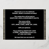 第90回バースデーパーティはっきりしたーフェイク: Wood Grain Pattern 箔招待状 (裏面)