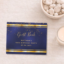 第90回バースデーパーティーのダークブルー金ゴールド紙吹雪 ゲストブック