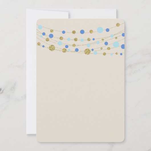 第90回バースデーパーティーの招待状、ブルーと金ゴールド 招待状 (裏面)