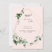 第90回バースデーパーティーエレガントの紅葉シャンパンピンク 招待状 (正面)