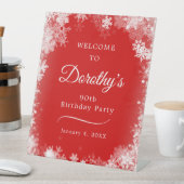 第90回バースデーパーティースノーフレーク・レッド・ウェルカム 台座サイン (インサイチュ)