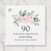 第90回バースデーパーティーピンクローズユーカリ フェイバータグ (正面)