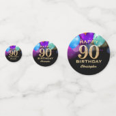 第90回バースデーパーティーブラックと金ゴールド紙吹雪 コンフェッティ (正面)