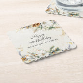 第90回バースデーパーティーホワイトウィンターカスタムフローラ ペーパーコースター (アングル)