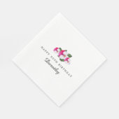 第90回バースデーパーティーマゼンタピンクホワイトカスタム スタンダードランチョンナプキン (角)