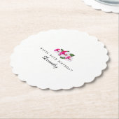 第90回バースデーパーティーマゼンタピンクホワイトカスタム ペーパーコースター (アングル)