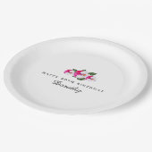 第90回バースデーパーティーマゼンタピンクホワイトカスタム ペーパープレート (アングル)