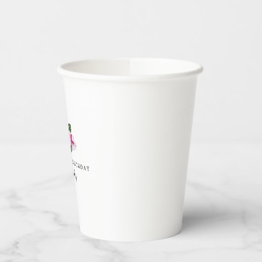第90回バースデーパーティーマゼンタピンクホワイトカスタム 紙コップ (左)