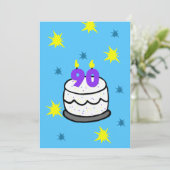 第90回バースデーパーティー招待ケーキと90キャンドル 招待状 (スタンド正面)