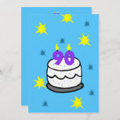 第90回バースデーパーティー招待ケーキと90キャンドル 招待状 (正面/裏面)