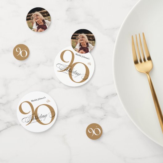 第90回バースデーパーティー書道ホワイト金ゴールド エレガント コンフェッティ (グループ)