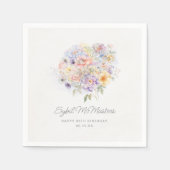 第90回バースデーパーティー水彩フローラカスタム スタンダードカクテルナプキン (正面)