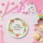 第90回バースデーパーティー水彩モダンフローラ ペーパープレート (パーティー)