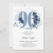 第90回バースデーパーティー沿岸ブルーフローラ番号90 招待状 (正面)