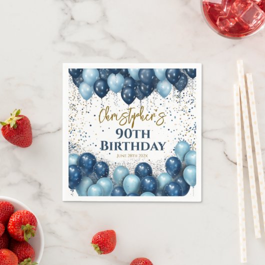 第90回バースデーパーティー海軍バルーン スタンダードカクテルナプキン (インサイチュ)