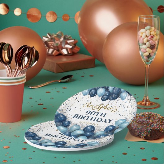第90回バースデーパーティー海軍バルーン ペーパープレート (複数)