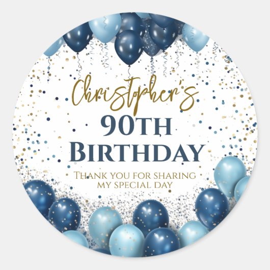 第90回バースデーパーティー海軍バルーン ラウンドシール (正面)