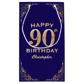 第90回バースデーパーティー海軍ブルーと金ゴールドグリッター スモールペーパーバッグ (裏面)